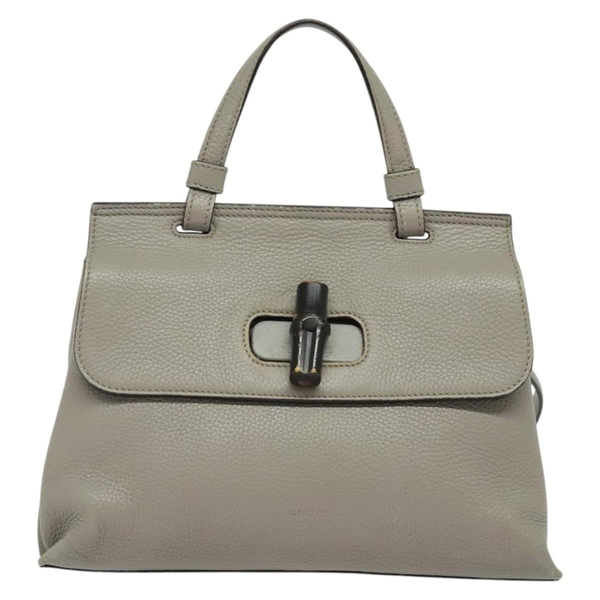 Gucci Bamboo Daily Top Handle Leather Gray Leather Shoulder Bag Bag (Pre-Owned)