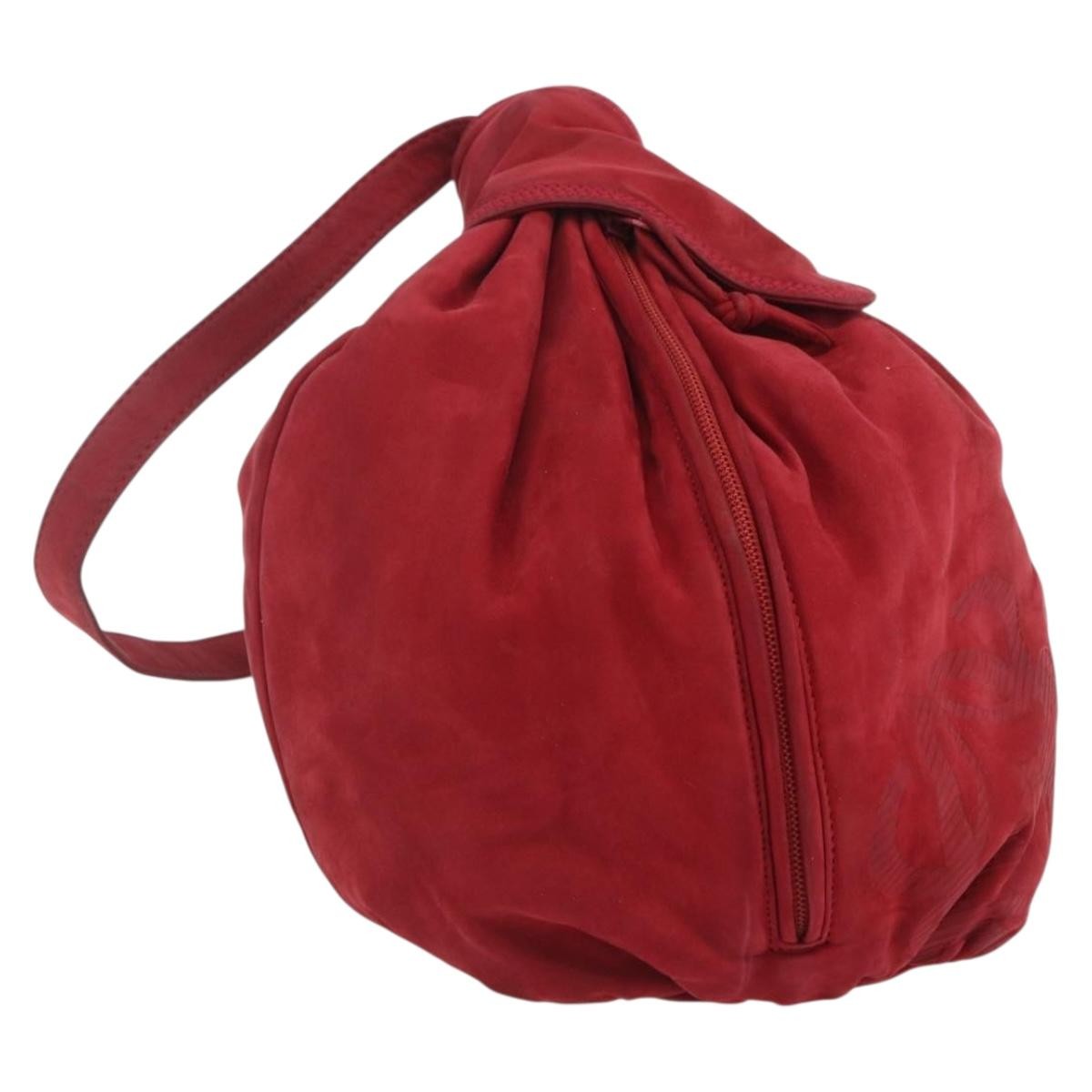 Loewe Anagram Leather Red Suede Shoulder Bag Bag (Pre-Owned)