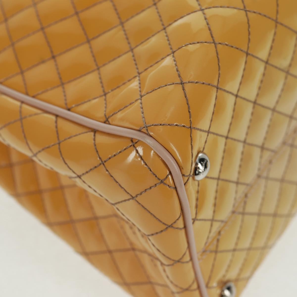 Salvatore Ferragamo Vala Patent Leather Yellow Patent_Leather Handbag (Pre-Owned)