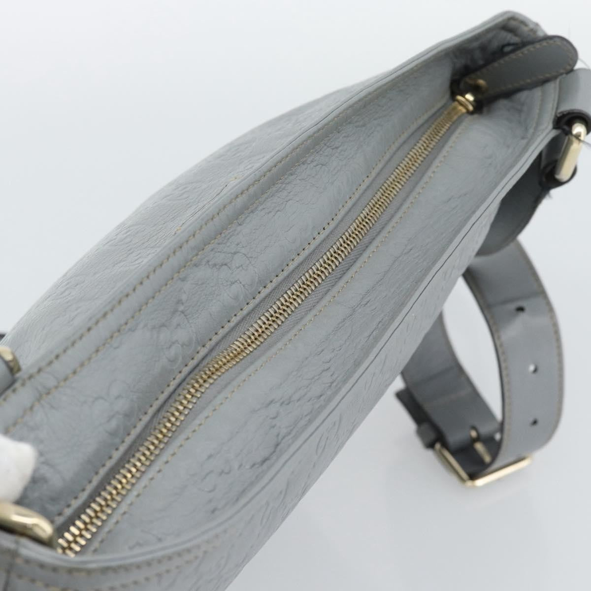 Gucci Zip Top Messenger Guccissima Leather Gray Canvas Shoulder Bag Bag (Pre-Owned)