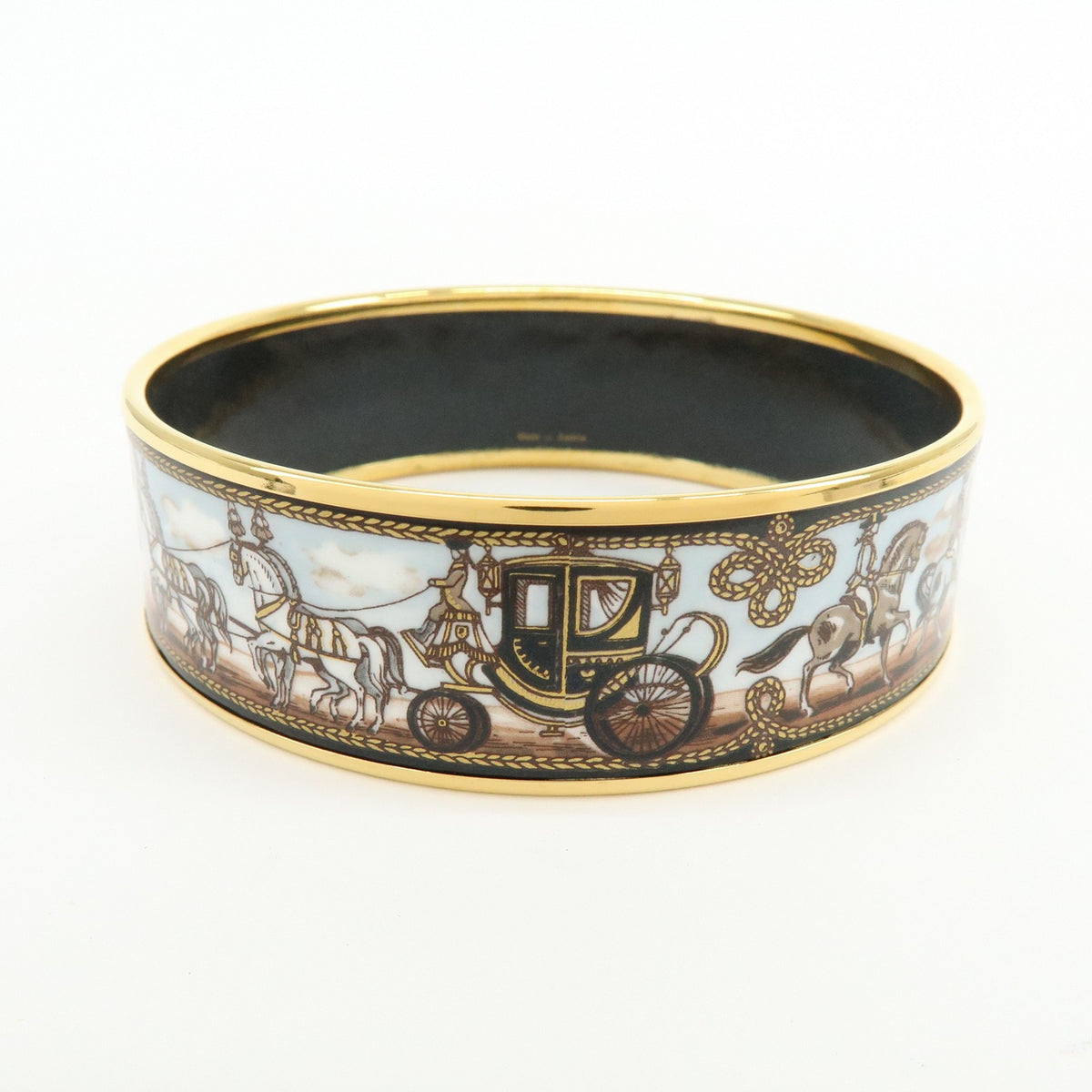Hermes Caleche Bangle Enamel Gold Gold_Plated Bracelet Jewelry (Pre-Owned)