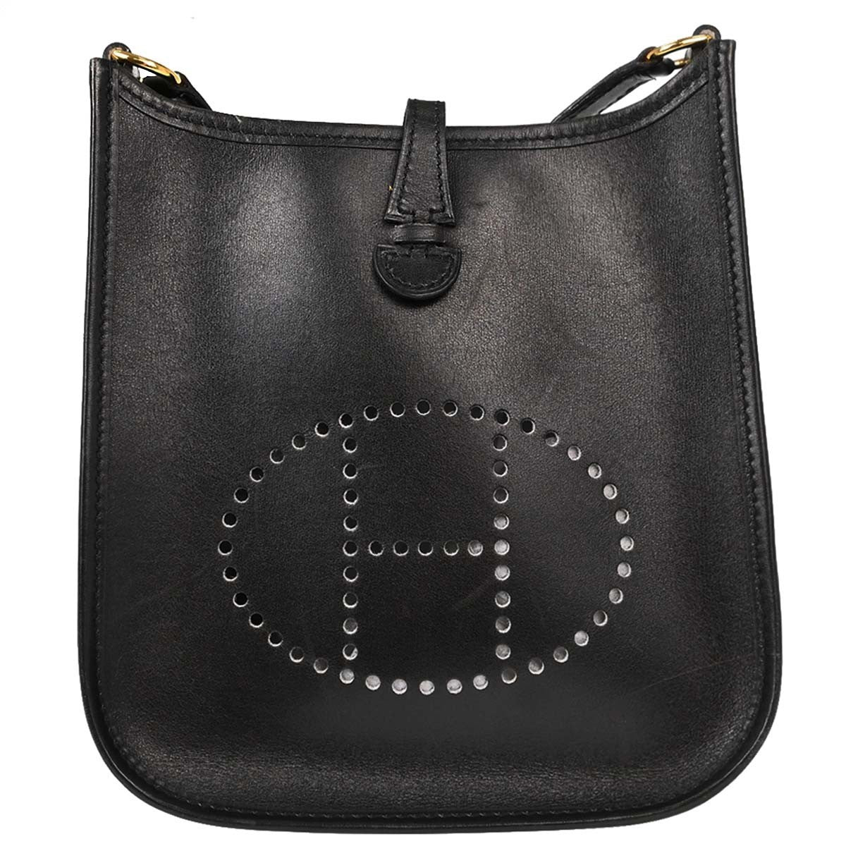 Hermes Long Strap Evelyne Box Calf Black Leather Shoulder Bag Bag (Pre-Owned)