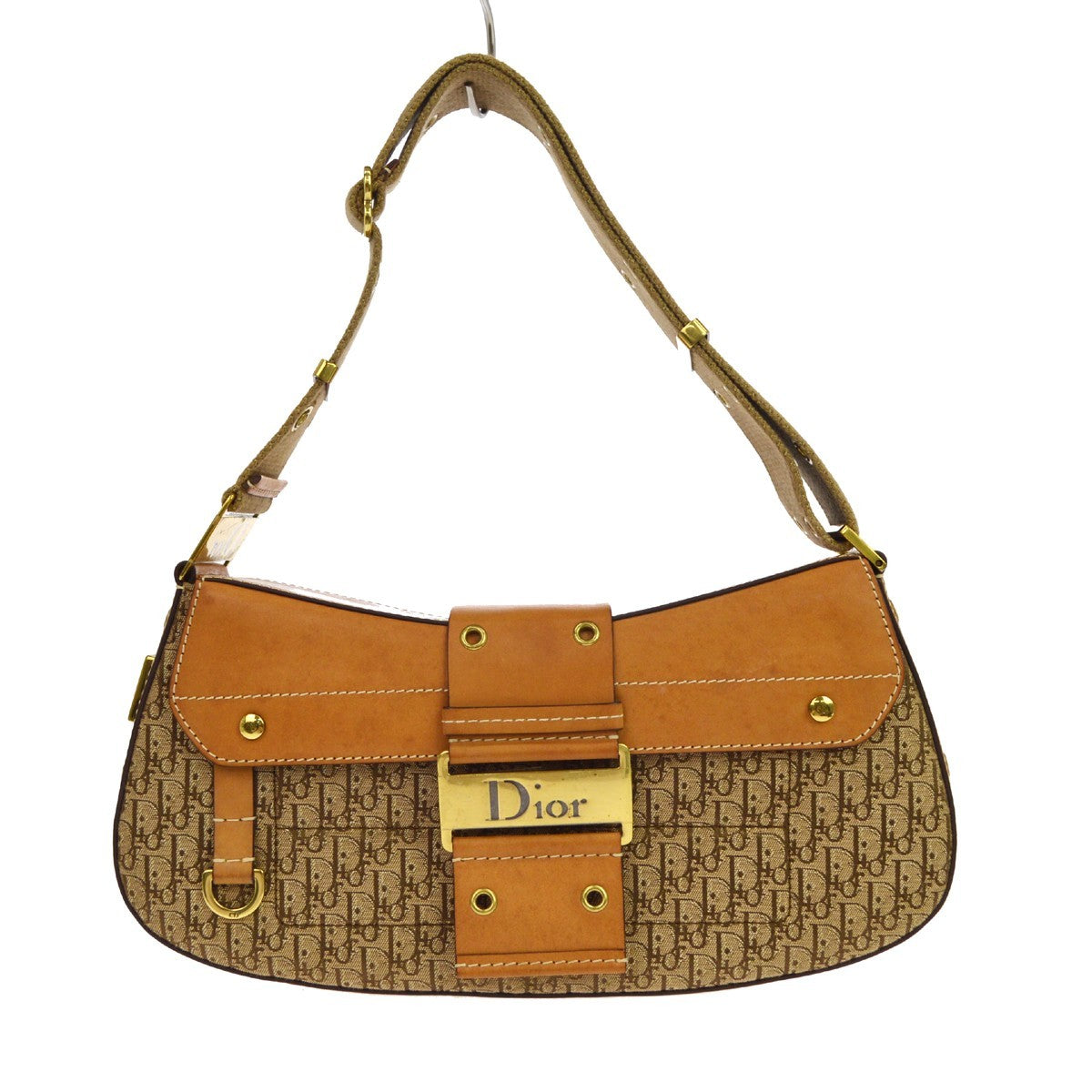 Christian Dior Vintage Street Chic Columbus Diorissimo Canvas With Leather Brown Canvas Shoulder Bag Bag (Pre-Owned)
