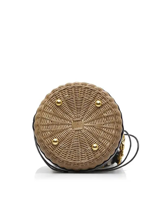 Christian Dior Drawstring Bucket Bag Wicker With Oblique Canvas Other Wicker Crossbody Bag Bag (Pre-Owned)