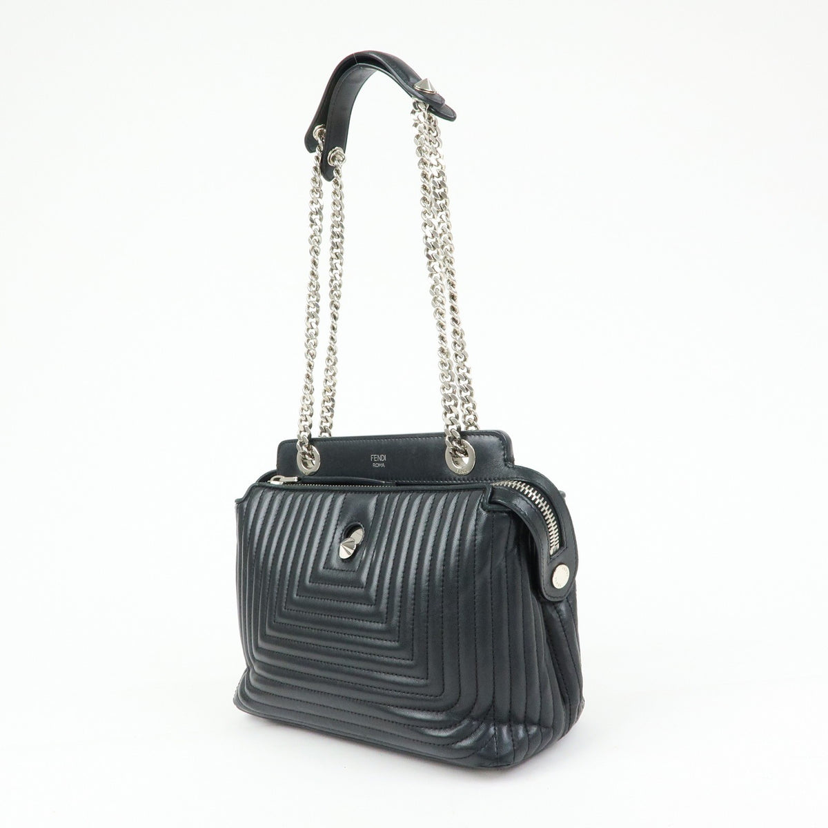 Fendi Dotcom Click Quilted Leather Black Leather Shoulder Bag Bag (Pre-Owned)