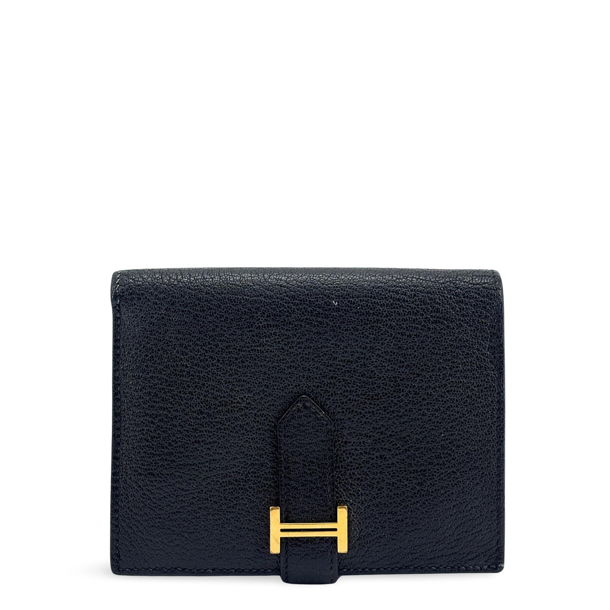 Hermes Bearn Epsom Black Leather Wallets Accessory (Pre-Owned)