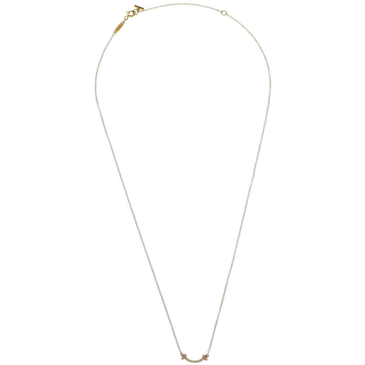 Tiffany & Co. T Smile Pendant 18K Yellow Gold With Diamonds Gold Yellow_Gold Necklace Jewelry (Pre-Owned)
