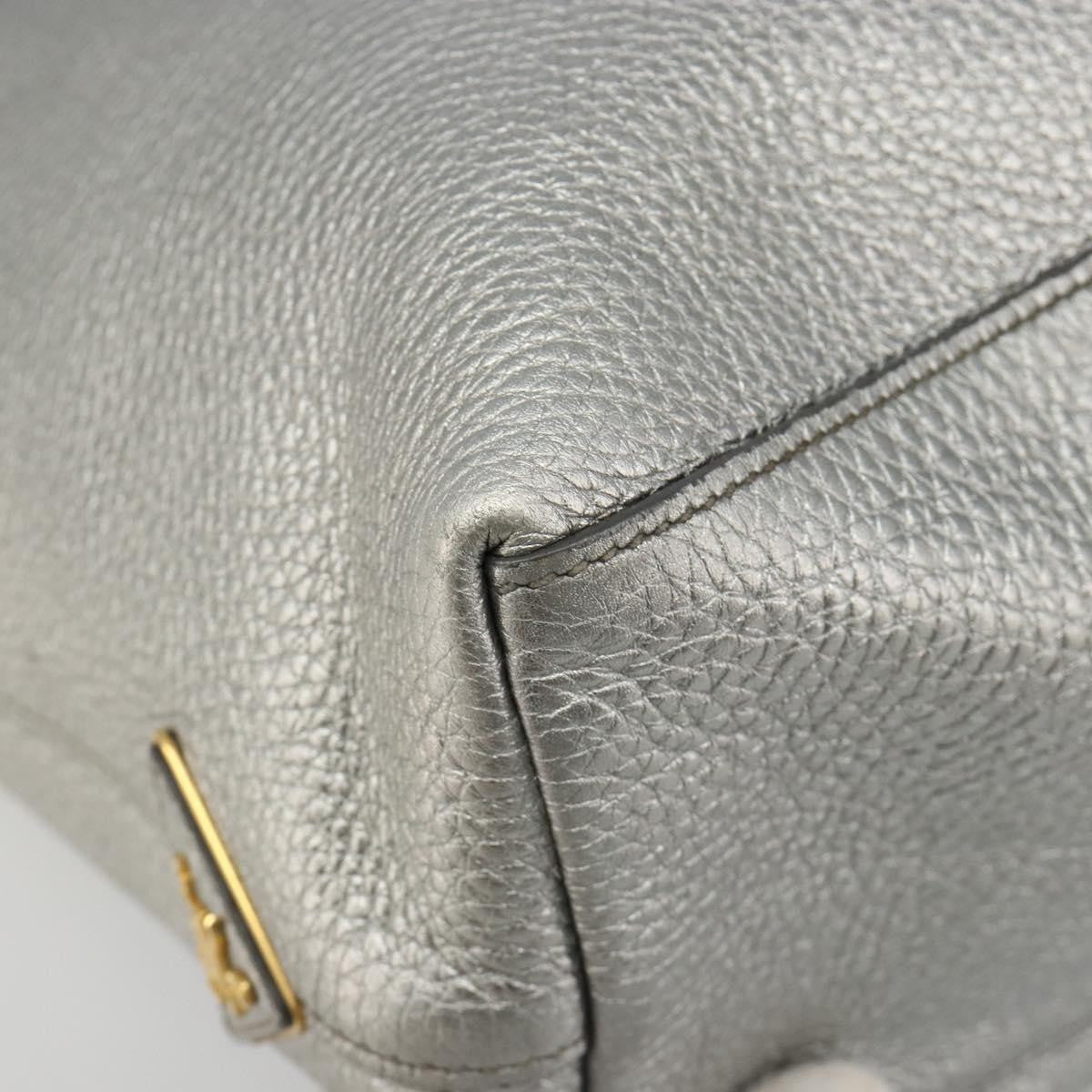Prada Vintage Tote Leather Silver Leather Tote Bag Bag (Pre-Owned)