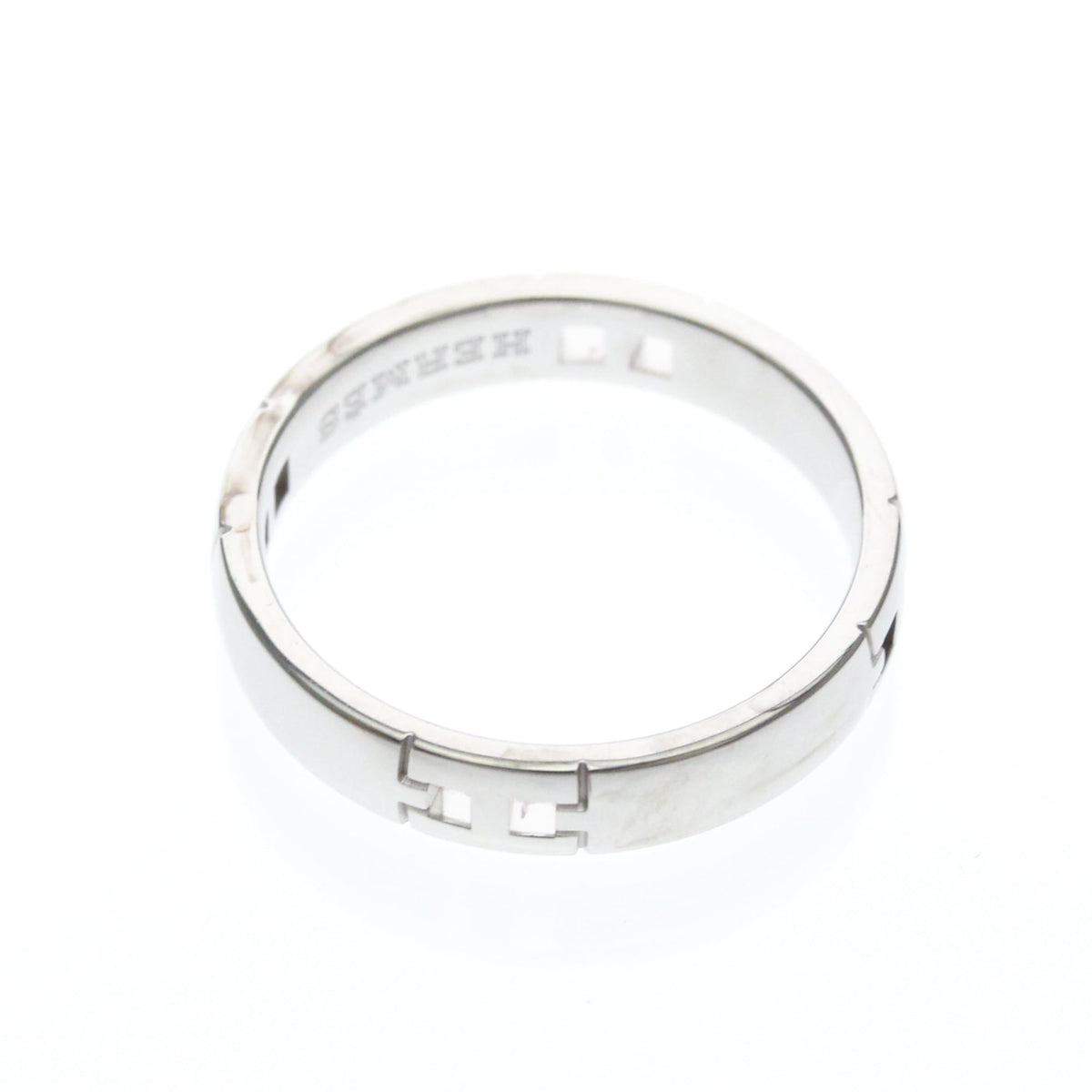 Hermes Hercules 18K White Gold Silver White_Gold Ring Jewelry (Pre-Owned)