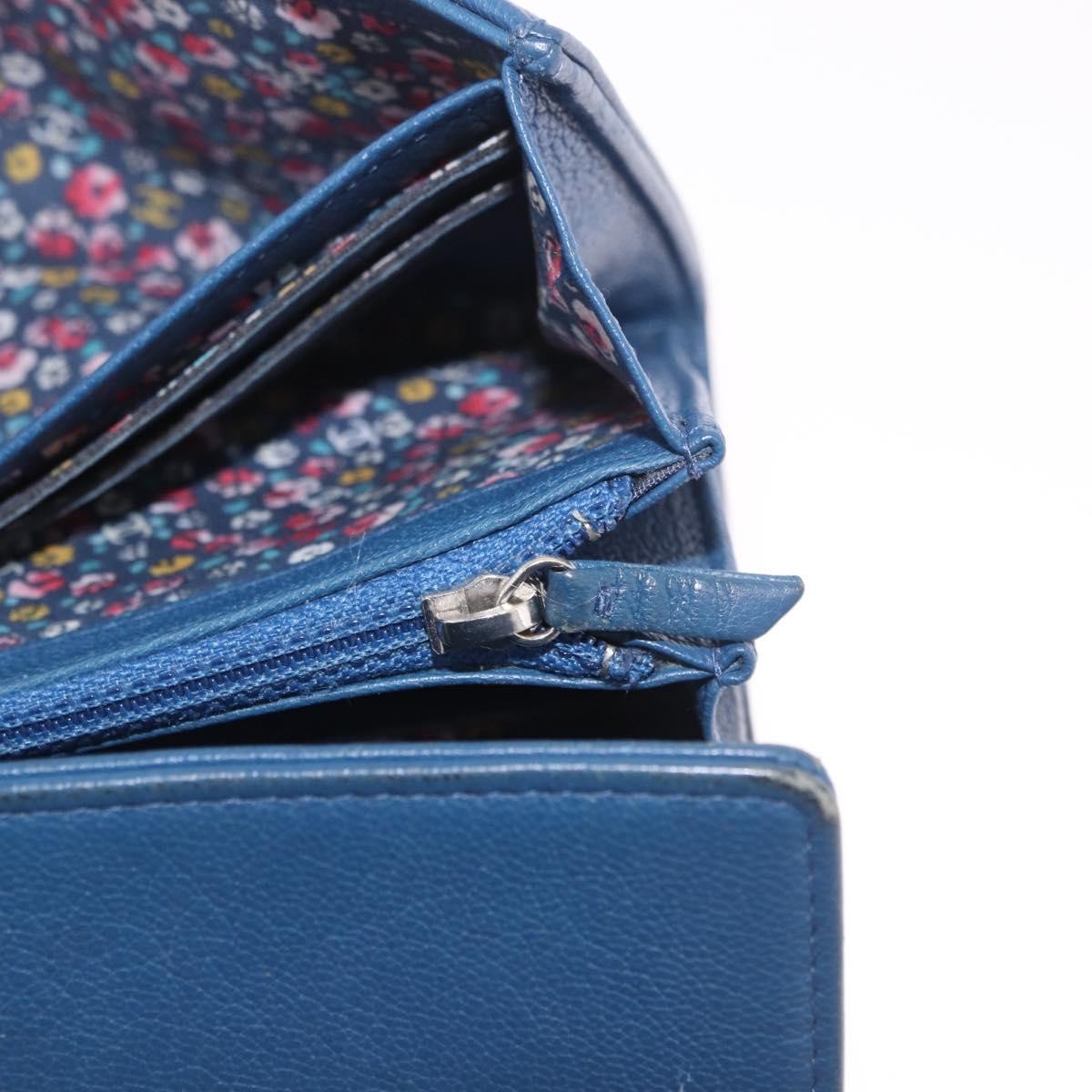 Chanel Lucky Clover Long Flap Wallet Leather Blue Leather Wallets Accessory (Pre-Owned)
