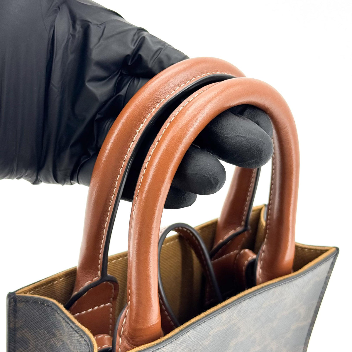 Celine Vertical Cabas Triomphe Coated Canvas Brown Canvas Tote Bag Bag (Pre-Owned)