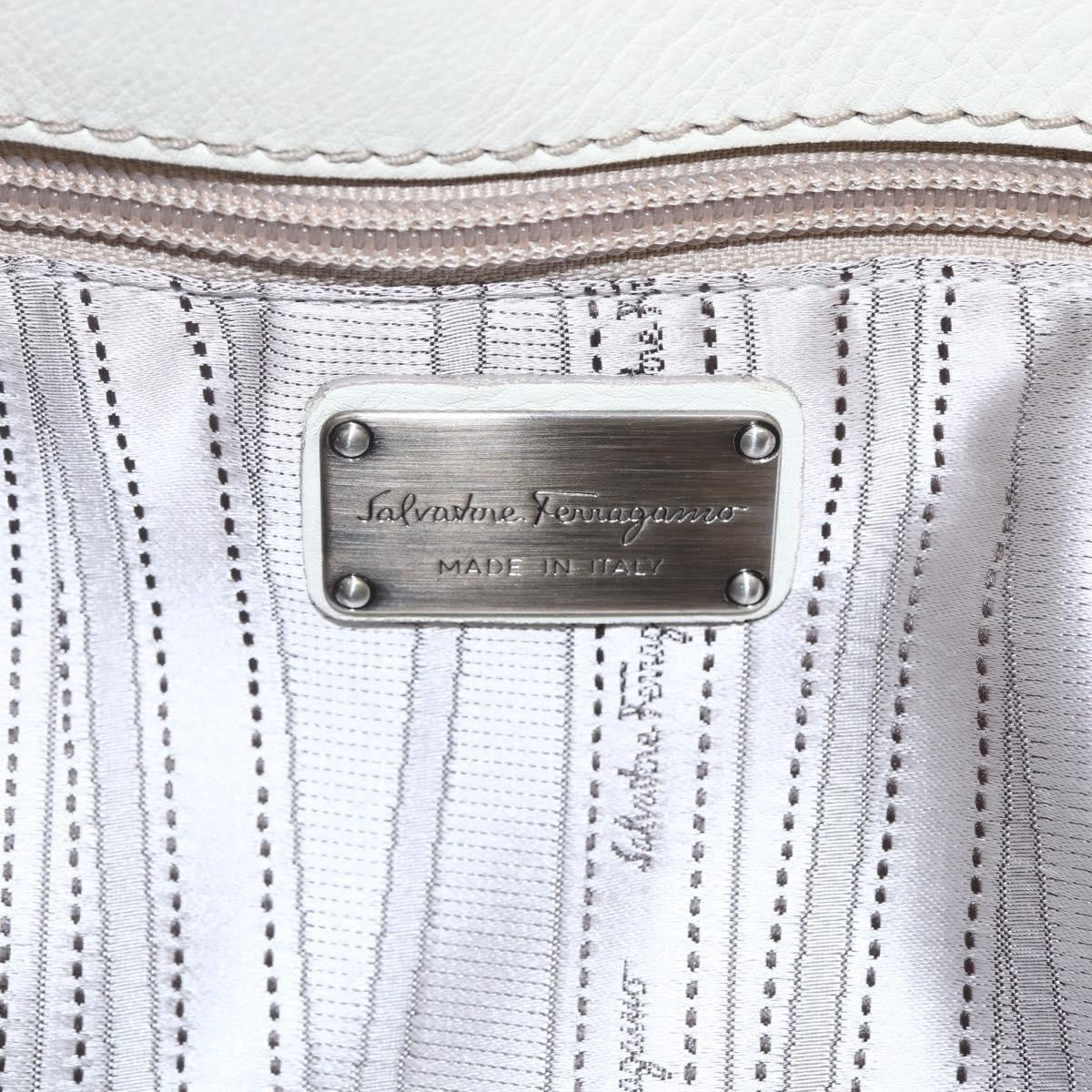 Salvatore Ferragamo Vintage Leather White Leather Tote Bag Bag (Pre-Owned)
