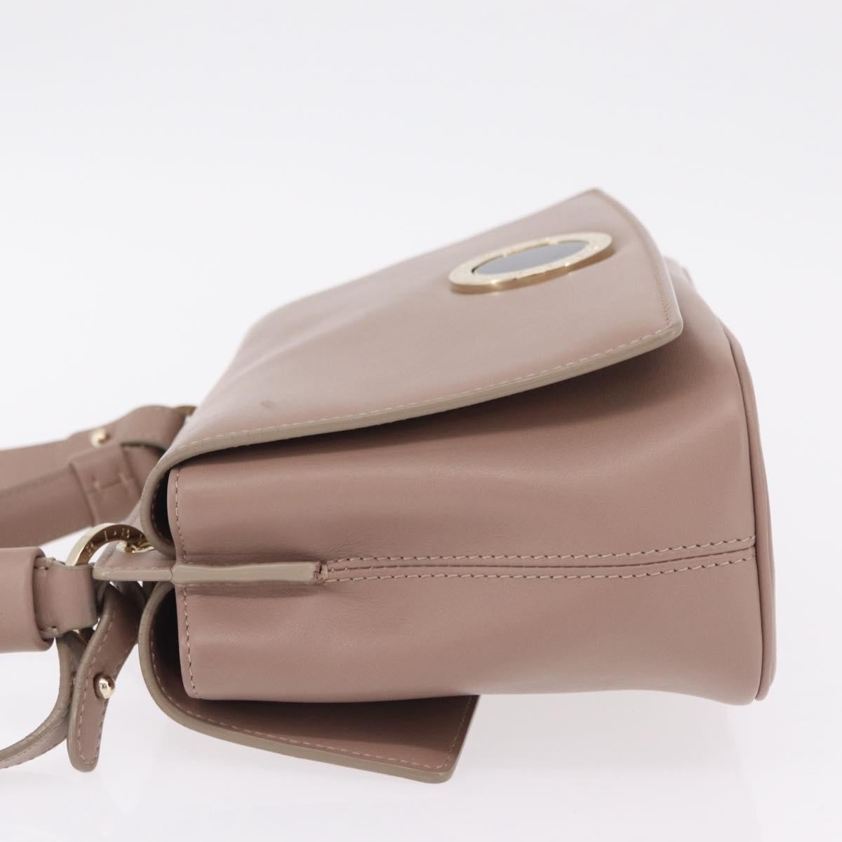 Bvlgari Signature Top Handle Leather Beige Leather Handbag (Pre-Owned)