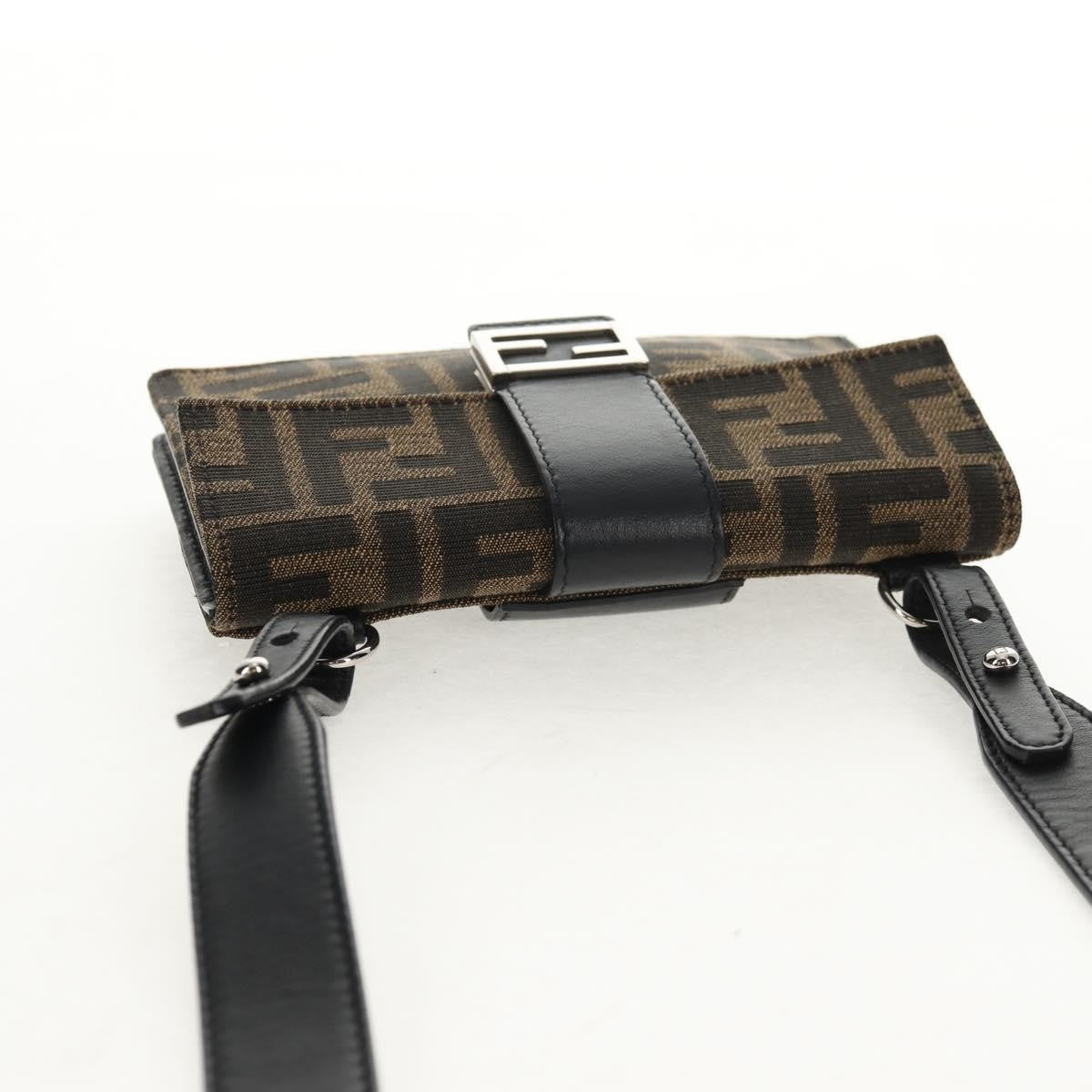Fendi Baguette Convertible Belt Zucca Canvas Black Canvas Bag (Pre-Owned)