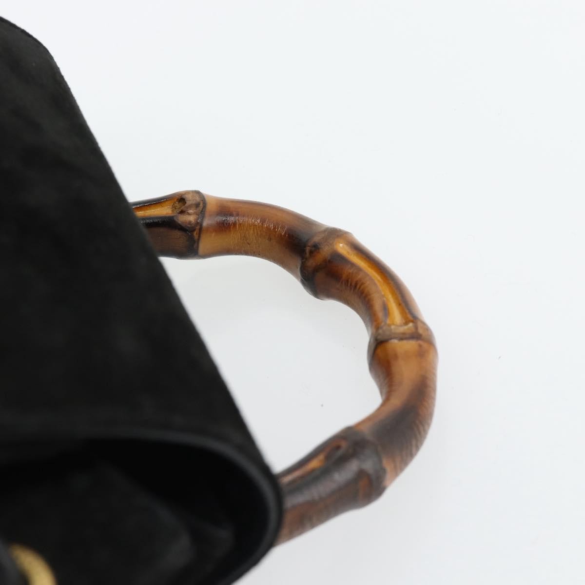 Gucci Vintage Bamboo Suede Black Suede Backpack Bag (Pre-Owned)