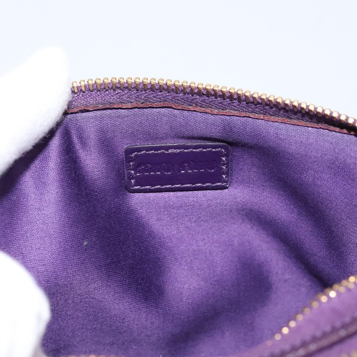 Miu Miu Double Zip Pochette Leather Purple Leather Clutche & Pouche Bag (Pre-Owned)