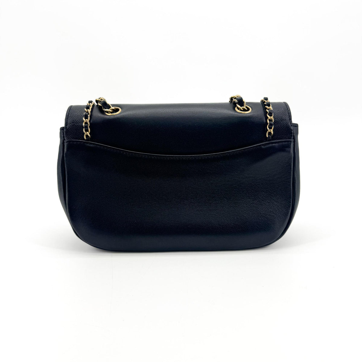 Chanel Flap With Chain Leather Black Calfskin Handbag (Pre-Owned)