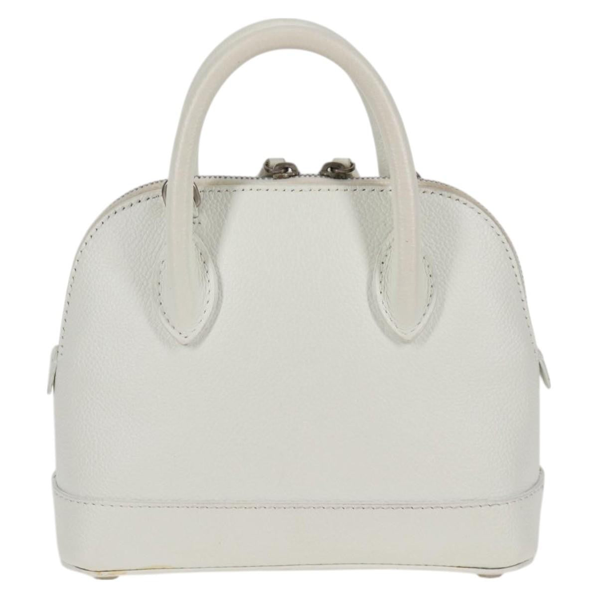 Balenciaga Logo Ville Leather White Leather Handbag (Pre-Owned)