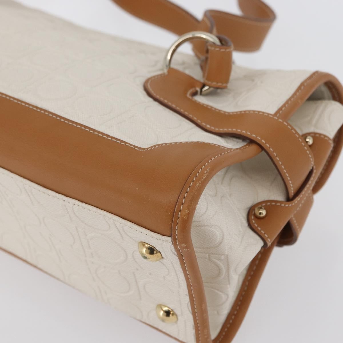 Salvatore Ferragamo Gancini Top Handle Canvas White Pvc Handbag (Pre-Owned)