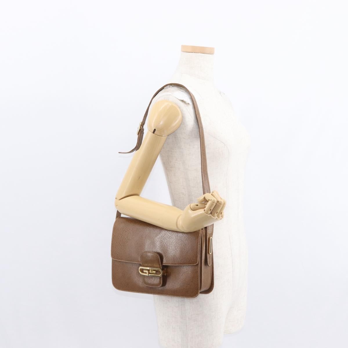 Gucci Vintage Flap Leather Brown Leather Shoulder Bag Bag (Pre-Owned)