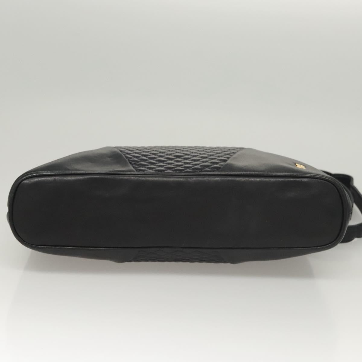 Bally Vintage Quilted Leather Navy Leather Shoulder Bag Bag (Pre-Owned)