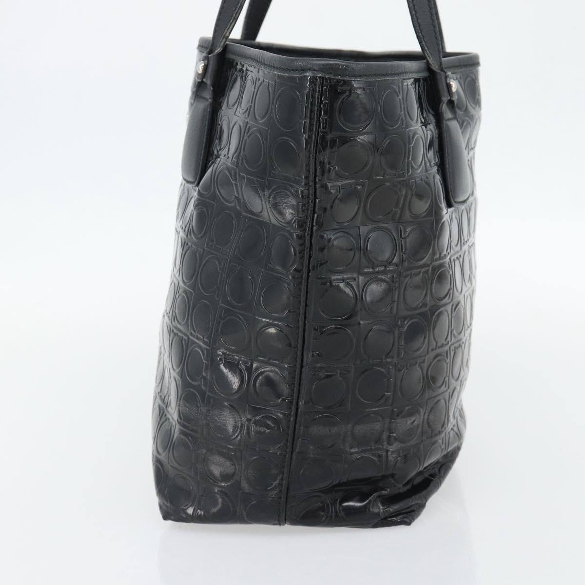 Salvatore Ferragamo Gancini Tote Patent Leather Black Patent_Leather Tote Bag Bag (Pre-Owned)