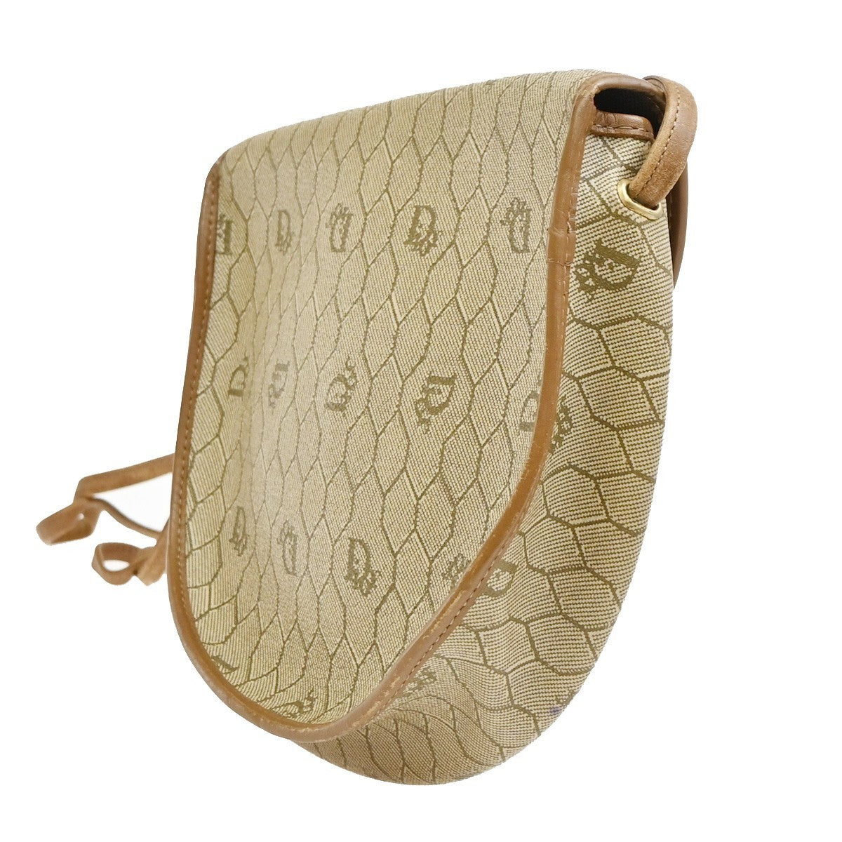 Christian Dior Vintage Honeycomb Canvas Beige Pvc Shoulder Bag Bag (Pre-Owned)