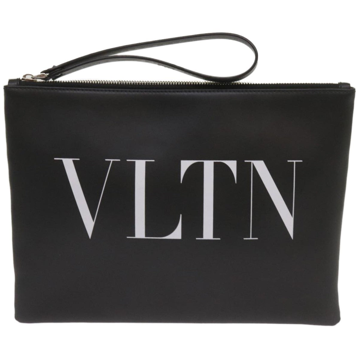 Valentino Garavani Vltn Wristlet Clutch Printed Leather Black Leather Clutche & Pouche Bag (Pre-Owned)