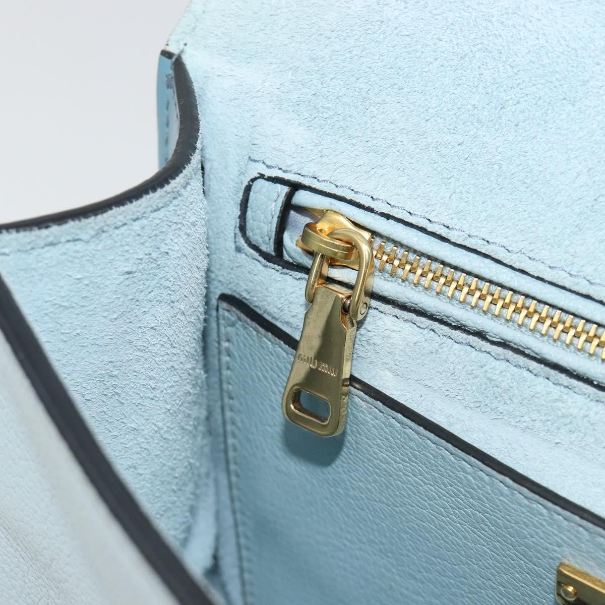 Miu Miu Madras Crystal Buckle Leather Blue Leather Shoulder Bag Bag (Pre-Owned)