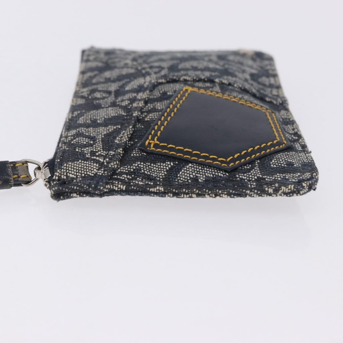 Christian Dior A5 Pouch Oblique Canvas Navy Canvas Clutche & Pouche Bag (Pre-Owned)