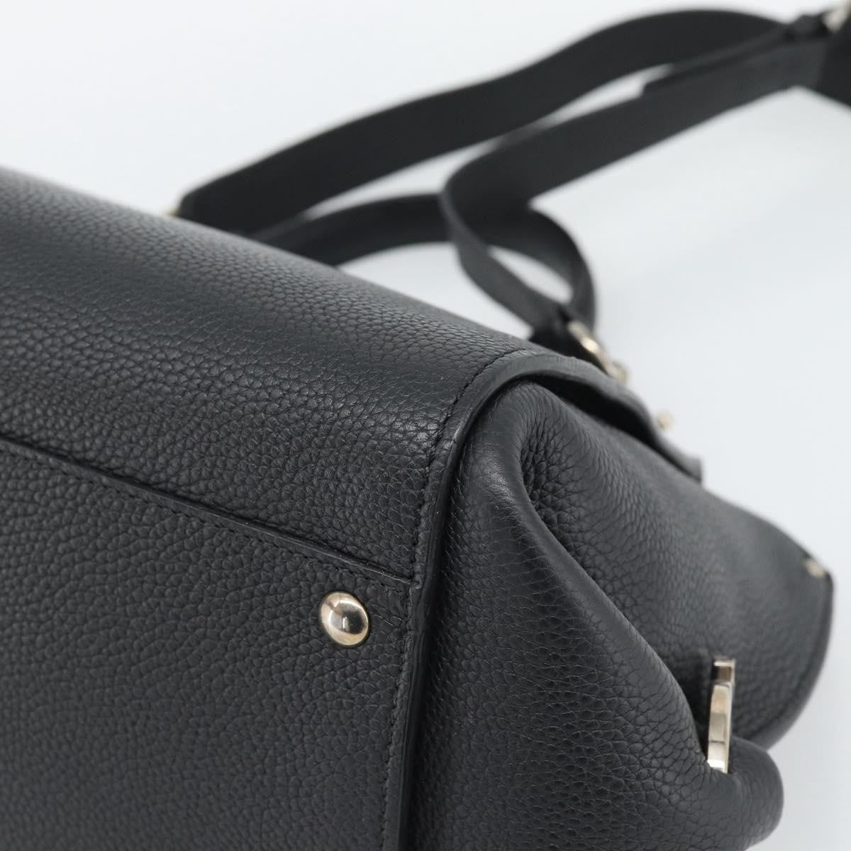 Salvatore Ferragamo Sofia Satchel Grainy Leather Black Leather Handbag (Pre-Owned)