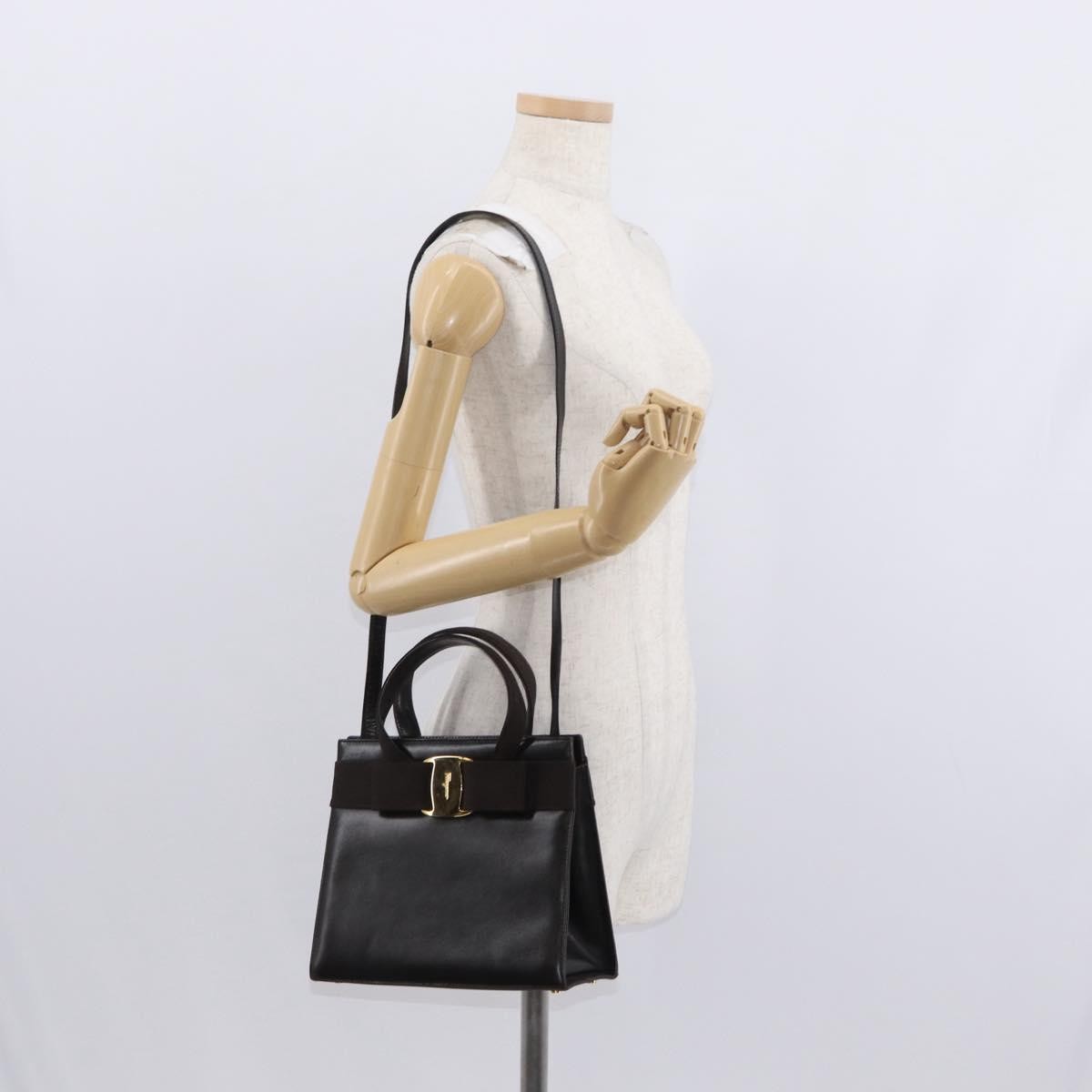 Salvatore Ferragamo Convertible Vara Bow Leather Brown Leather Handbag (Pre-Owned)