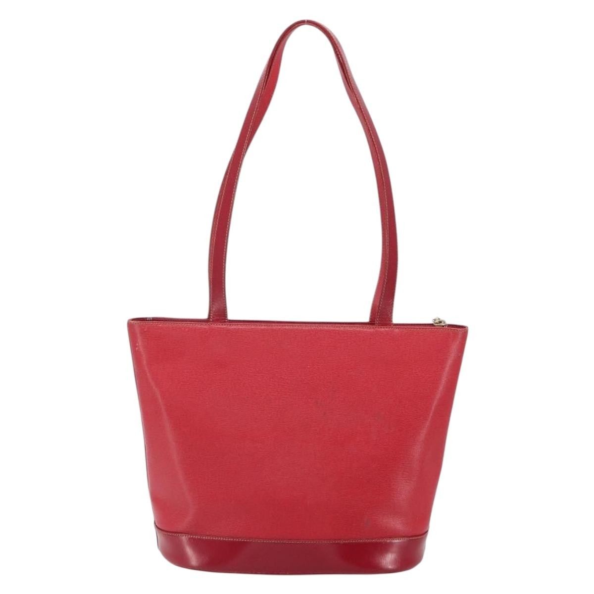 Burberry Vintage Vintage Check Coated Canvas Red Leather Tote Bag Bag (Pre-Owned)
