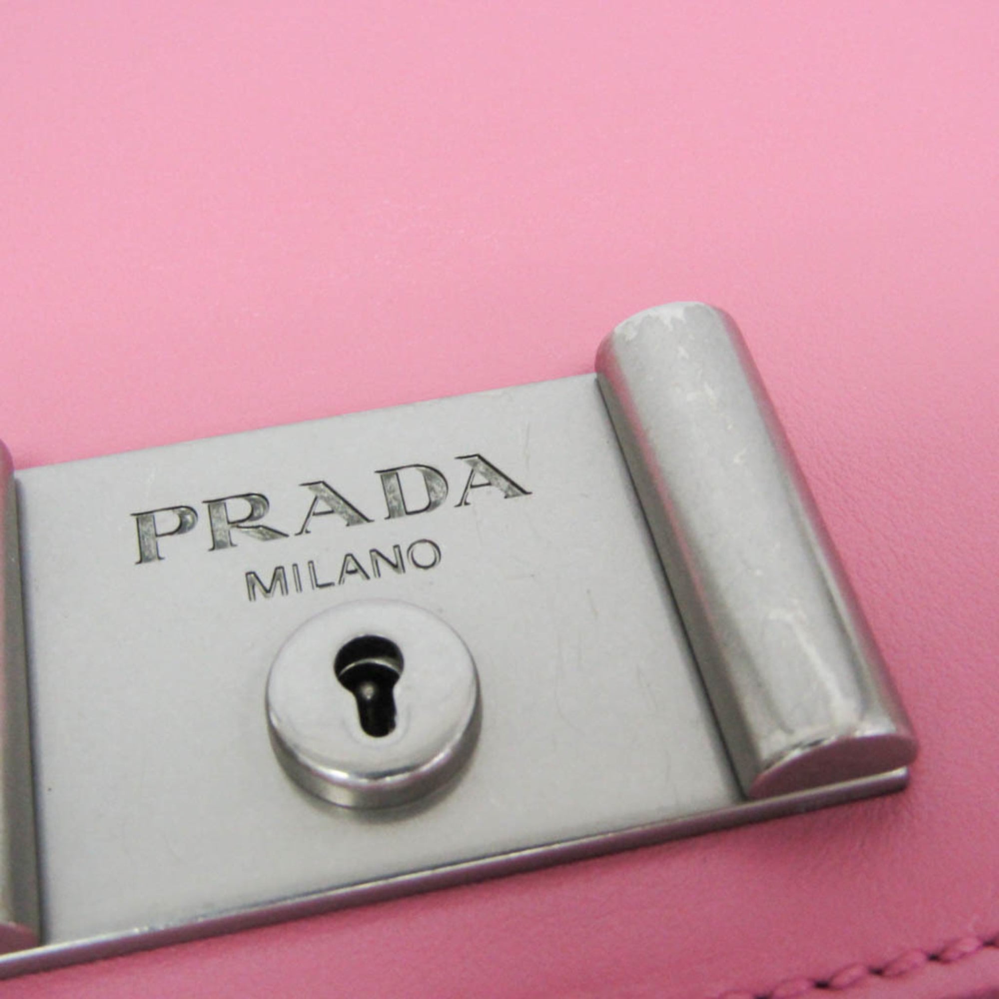 Prada Lux Chain Lock Flap Saffiano Leather Pink Leather Shoulder Bag Bag (Pre-Owned)