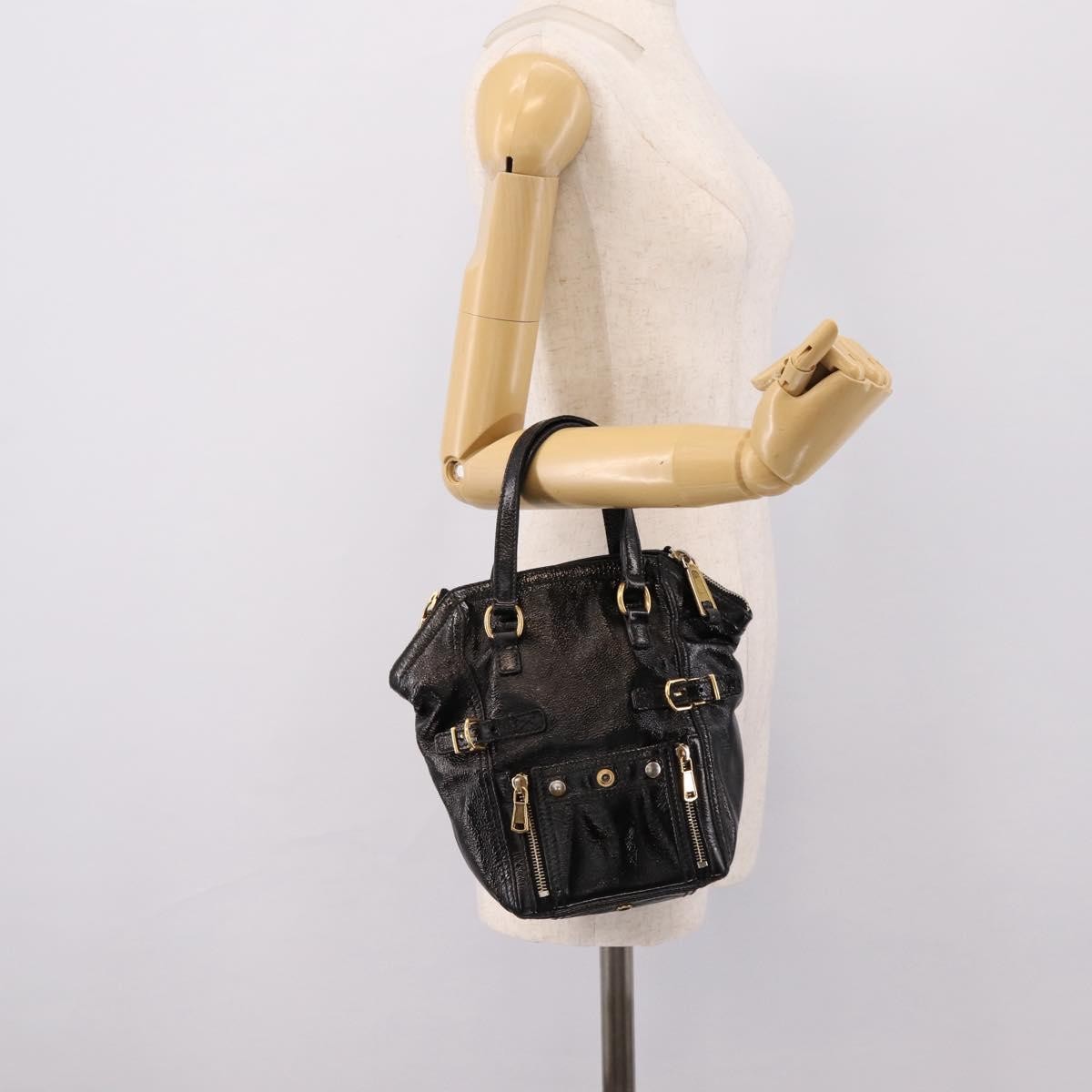 Saint Laurent Downtown Patent Black Patent_Leather Tote Bag Bag (Pre-Owned)