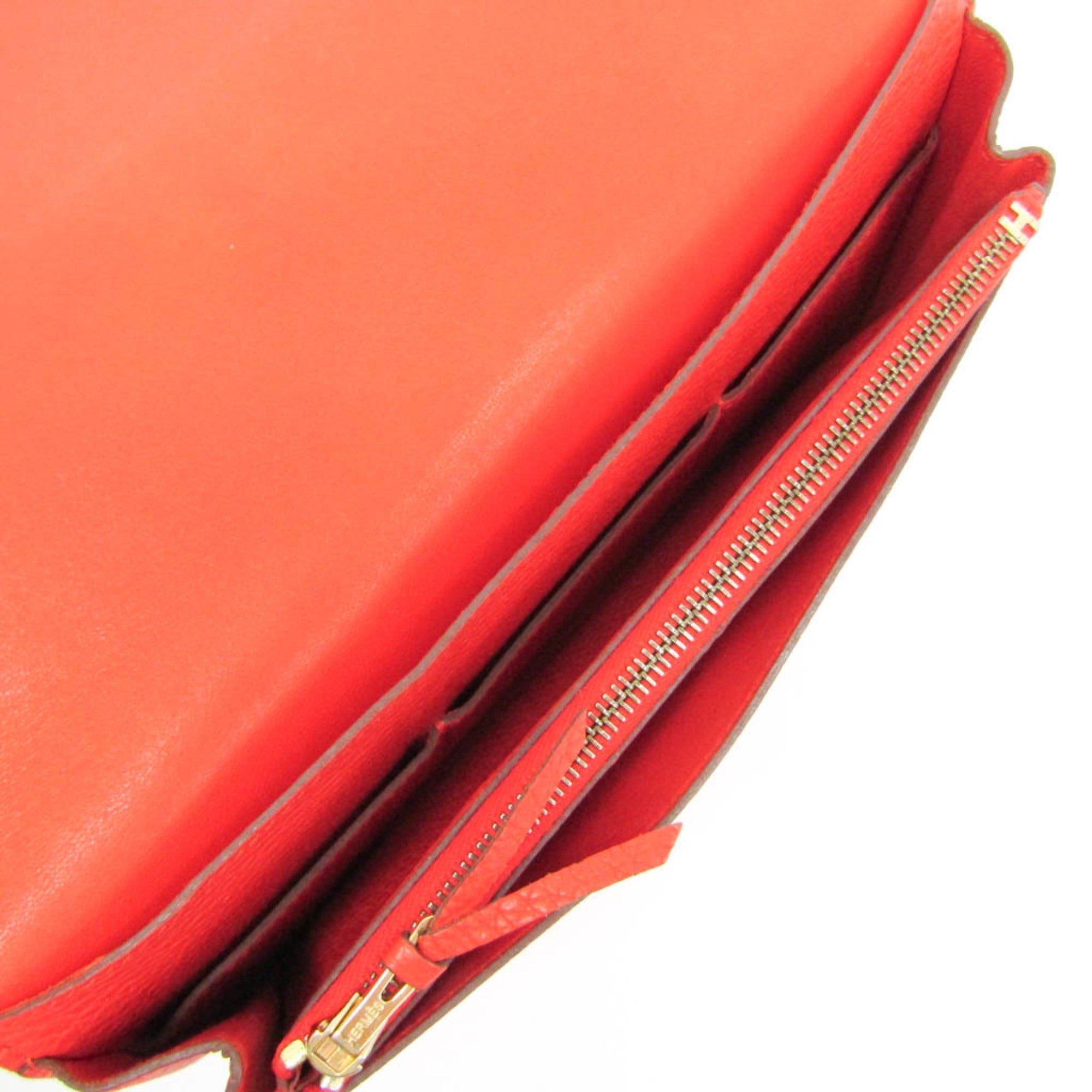 Hermes Dogon Duo Combined Leather Red Leather Wallets Accessory (Pre-Owned)