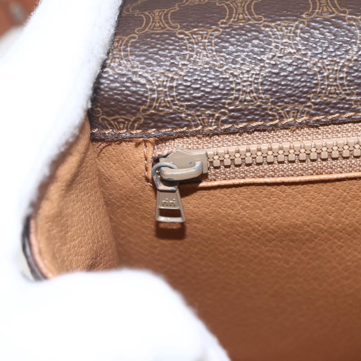 Celine Vintage Macadam Canvas And Leather Brown Canvas Shoulder Bag Bag (Pre-Owned)