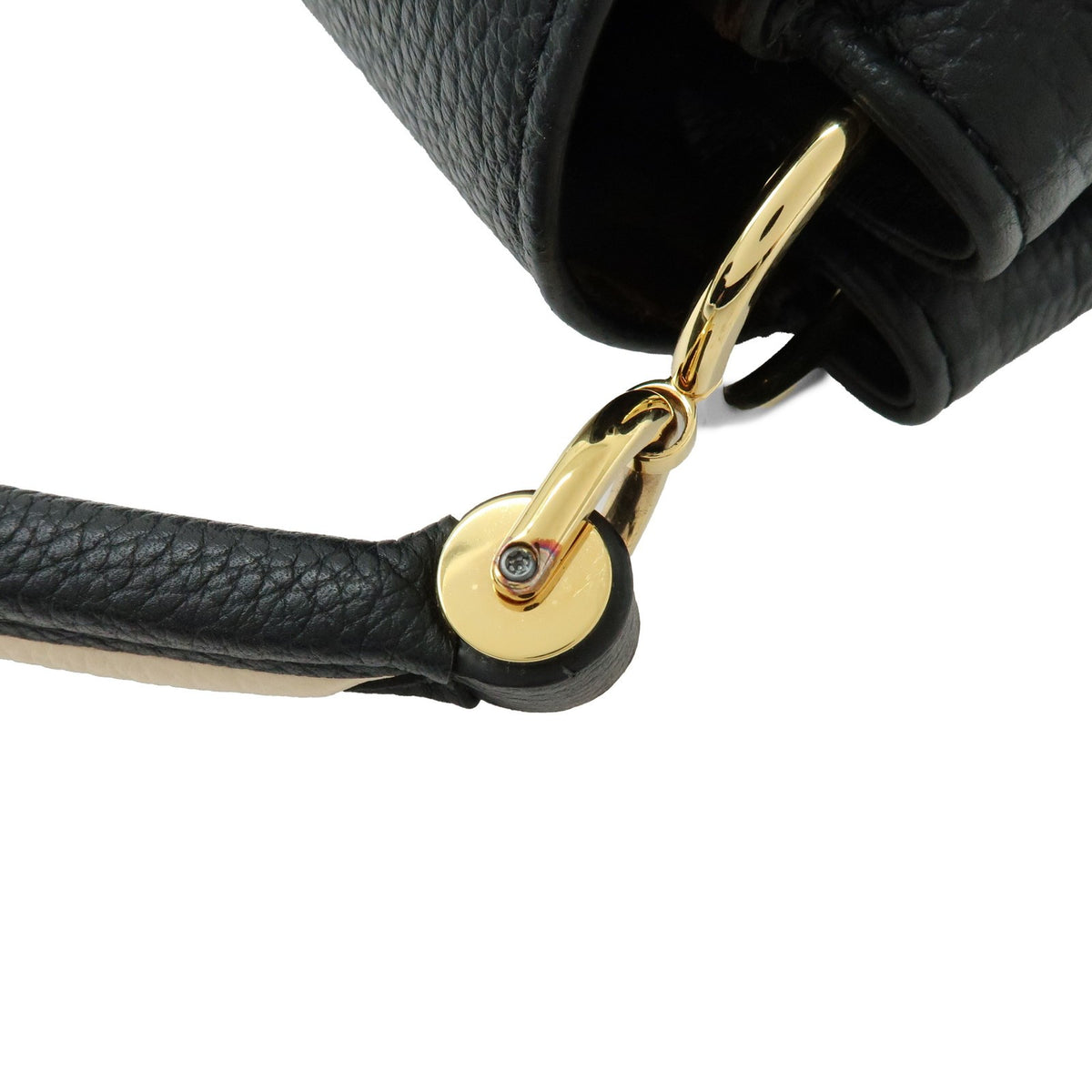 Louis Vuitton Double V Calfskin With Monogram Canvas Black Leather Handbag (Pre-Owned)