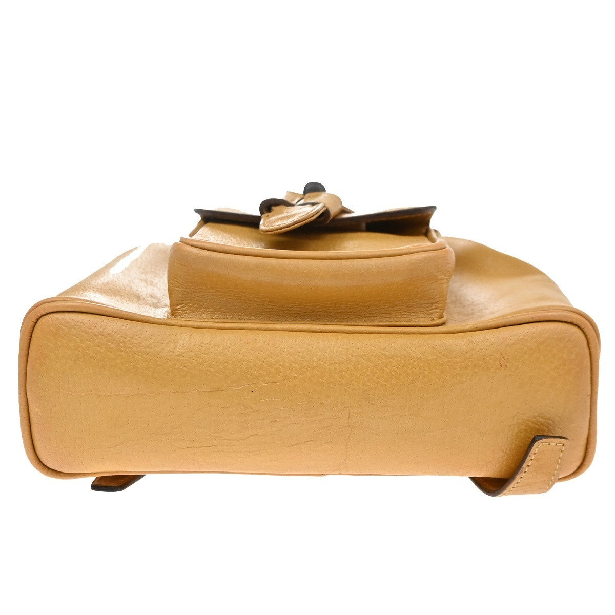Gucci Vintage Bamboo Leather Yellow Leather Backpack Bag (Pre-Owned)