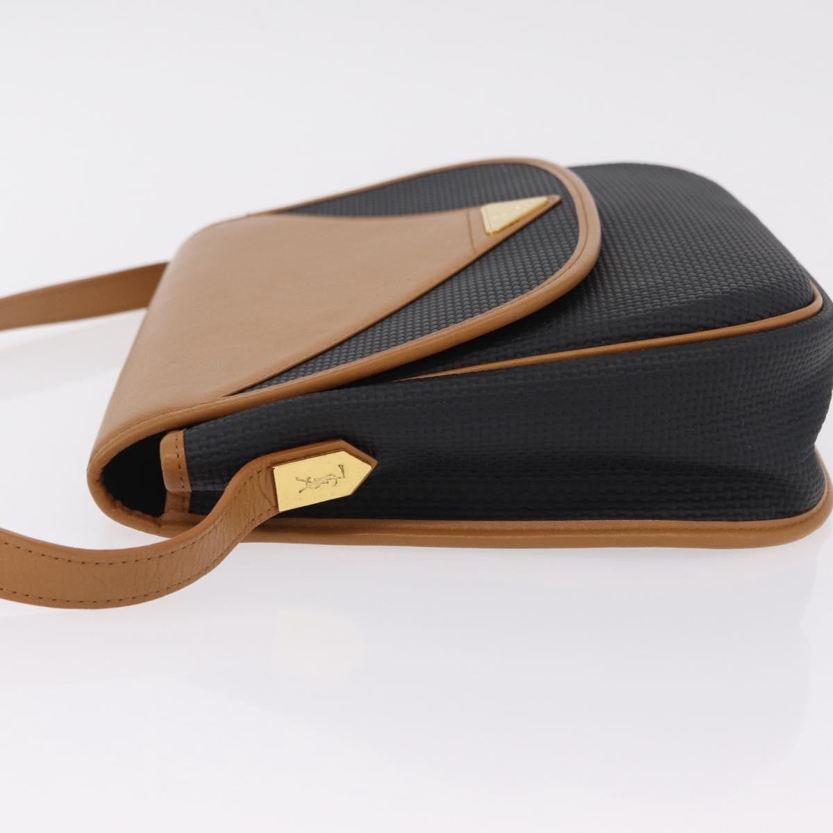 Saint Laurent Vintage Shoulder Bag Leather Black Leather Shoulder Bag Bag (Pre-Owned)