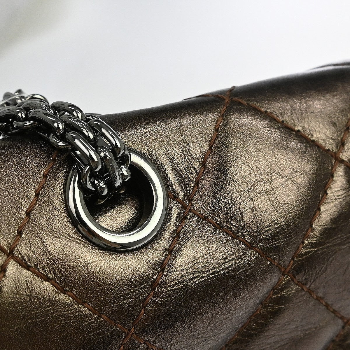Chanel Reissue 2.55 Flap Quilted Metallic Aged Calfskin Brown Leather Handbag (Pre-Owned)