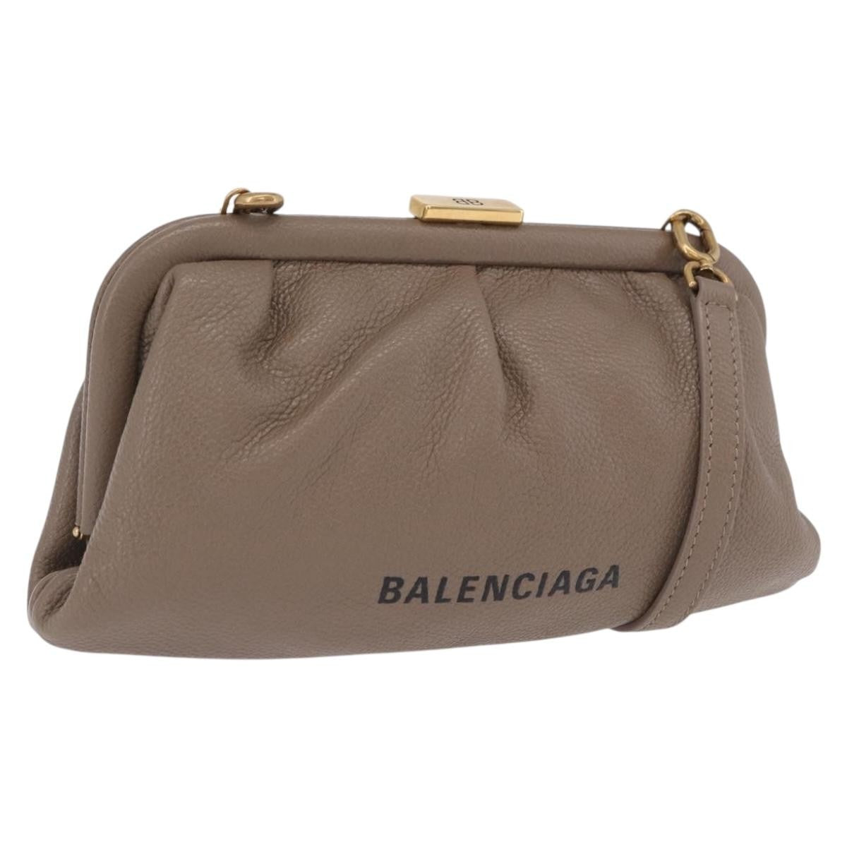 Balenciaga Cloud Clutch Leather Beige Leather Clutche & Pouche Bag (Pre-Owned)