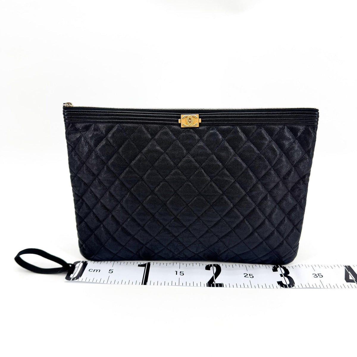 Chanel Boy O Case Clutch Quilted Caviar Black Calfskin Clutche & Pouche Bag (Pre-Owned)