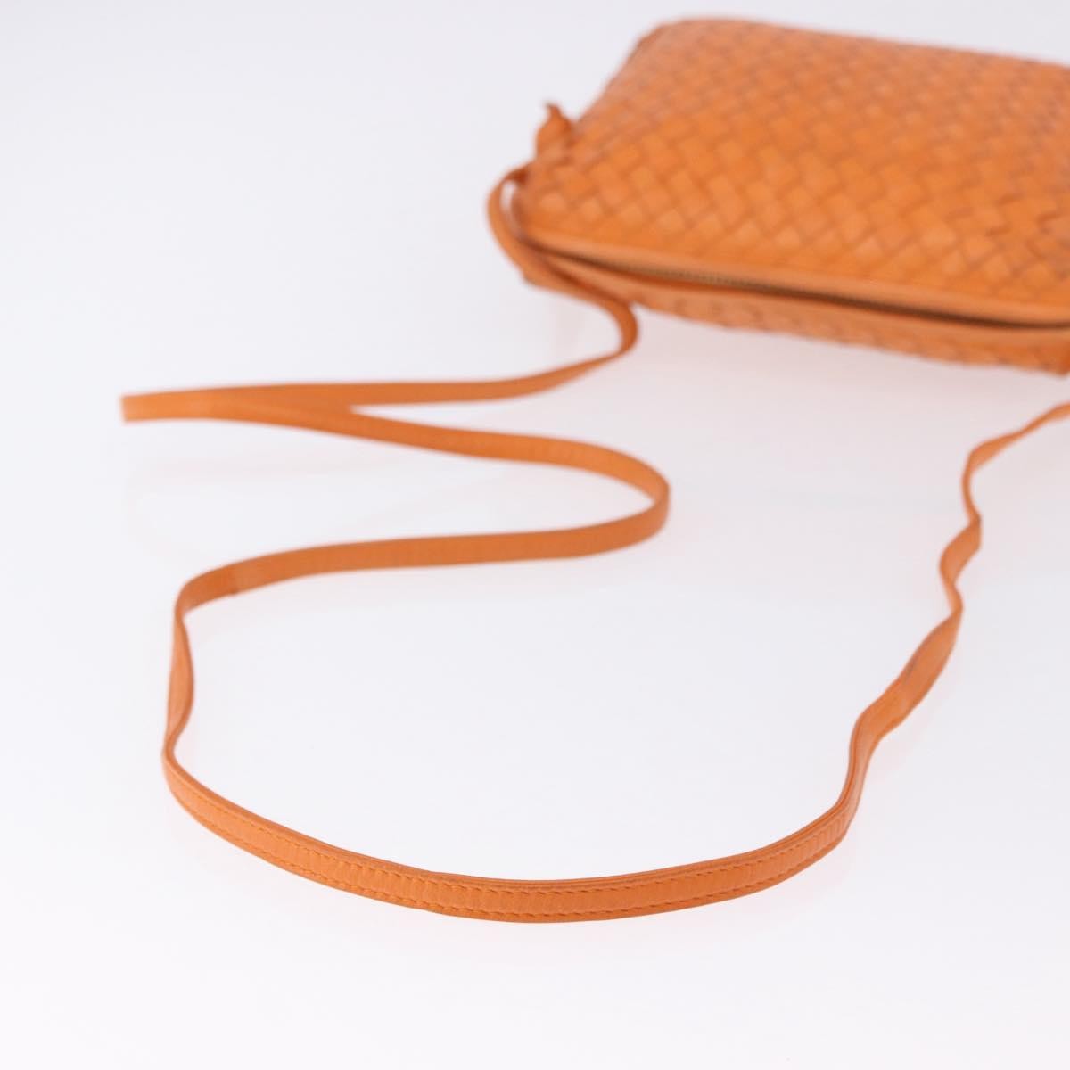 Bottega Veneta Nodini Intrecciato Nappa Orange Leather Shoulder Bag Bag (Pre-Owned)