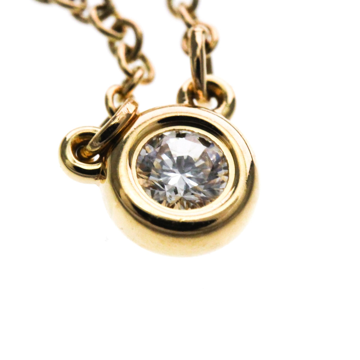 Tiffany & Co. Elsa Peretti Diamonds By The Yard Pendant 18K Rose Gold And Diamond Gold Pink_Gold Necklace Jewelry (Pre-Owned)