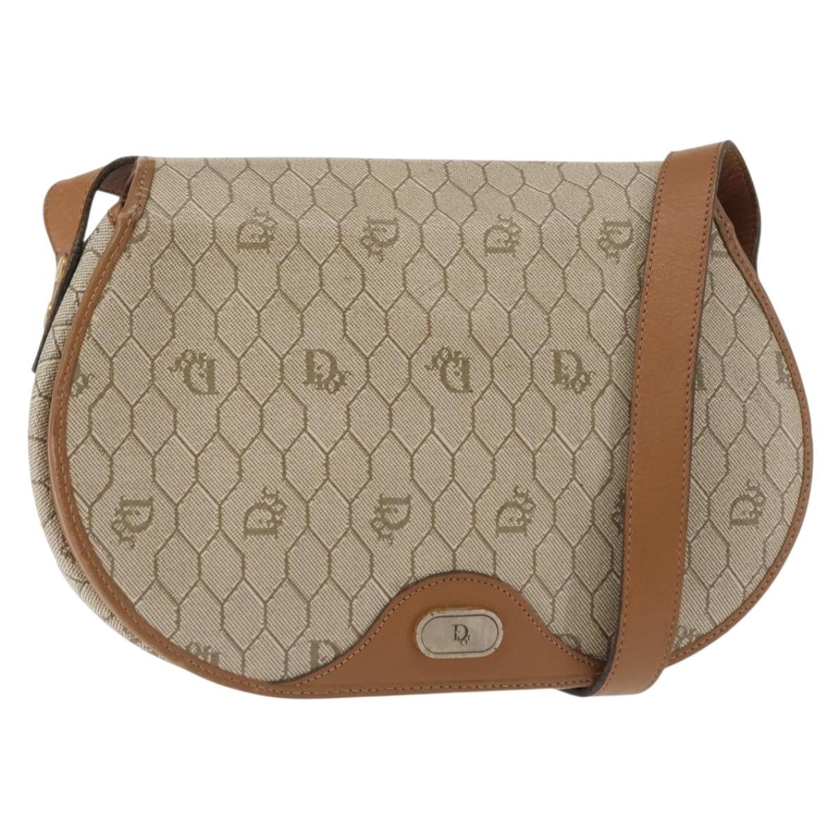 Christian Dior Vintage Honeycomb Flap Coated Canvas Beige Canvas Bag (Pre-Owned)