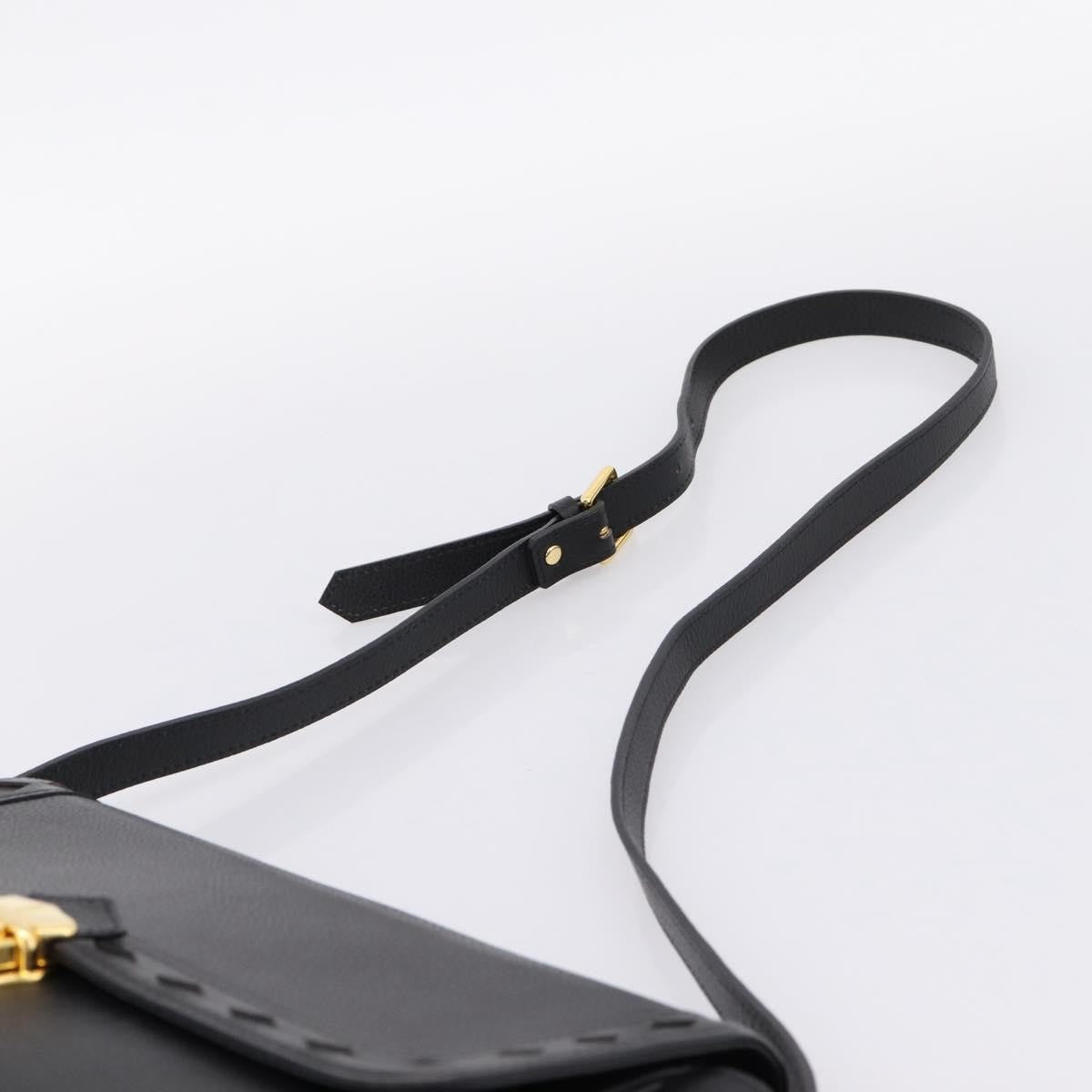 Saint Laurent Vintage Shoulder Bag Leather Black Leather Shoulder Bag Bag (Pre-Owned)