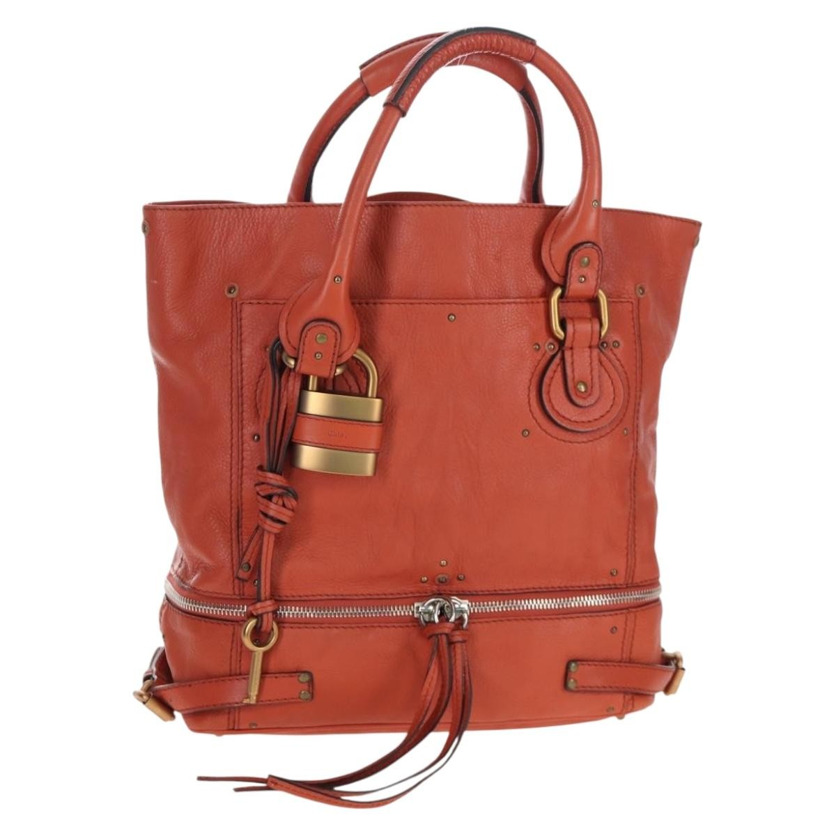 Chloe Paddington Leather Orange Leather Tote Bag Bag (Pre-Owned)