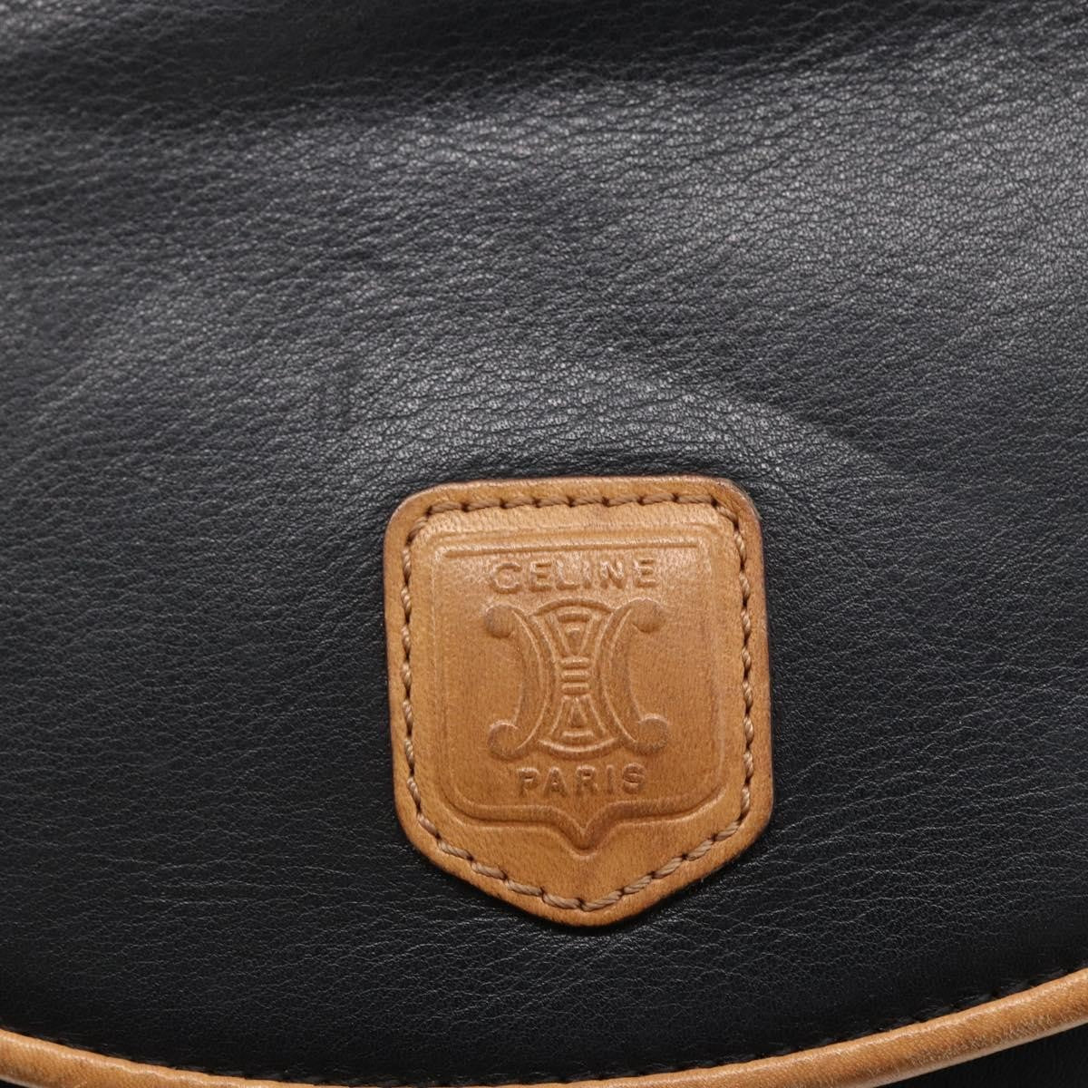 Celine Flap Shoulder Leather Black Leather Shoulder Bag Bag (Pre-Owned)