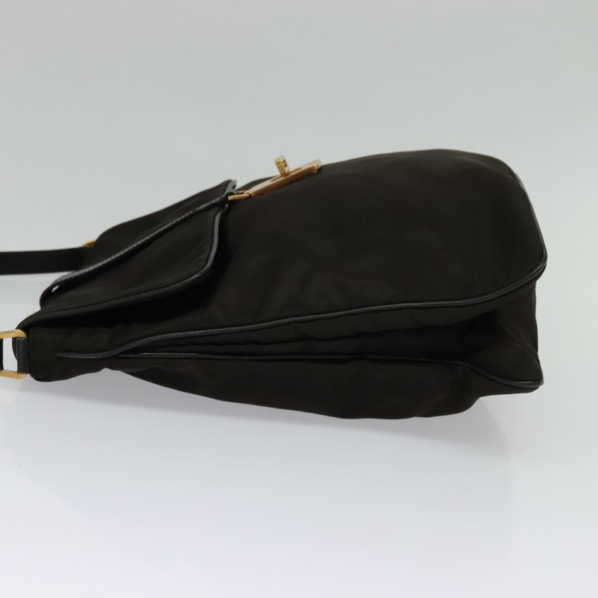 Prada Vintage Flap Messenger Tessuto Khaki Nylon Shoulder Bag Bag (Pre-Owned)